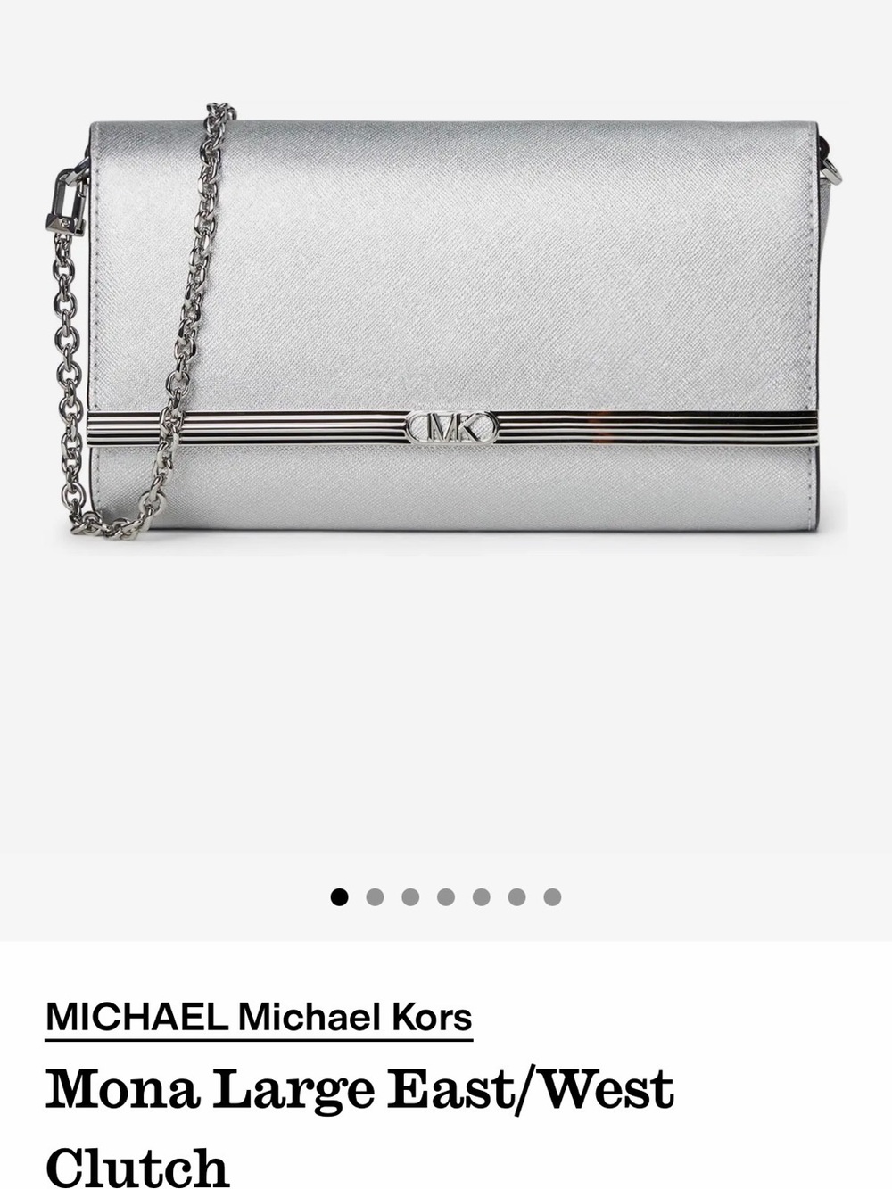 MICHAEL Michael Kors Silver Metallic Chain-Shoulder Clutch